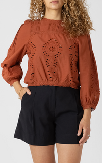 Dex Lace Detailed Blouse-Terracotta