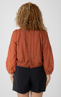 Dex Lace Detailed Blouse-Terracotta