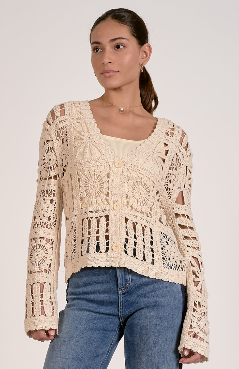 Elan Cardi Open Knit Sweater