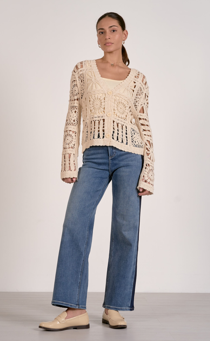 Elan Cardi Open Knit Sweater