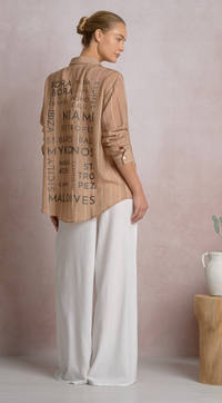Elan Button Down Tropical Top