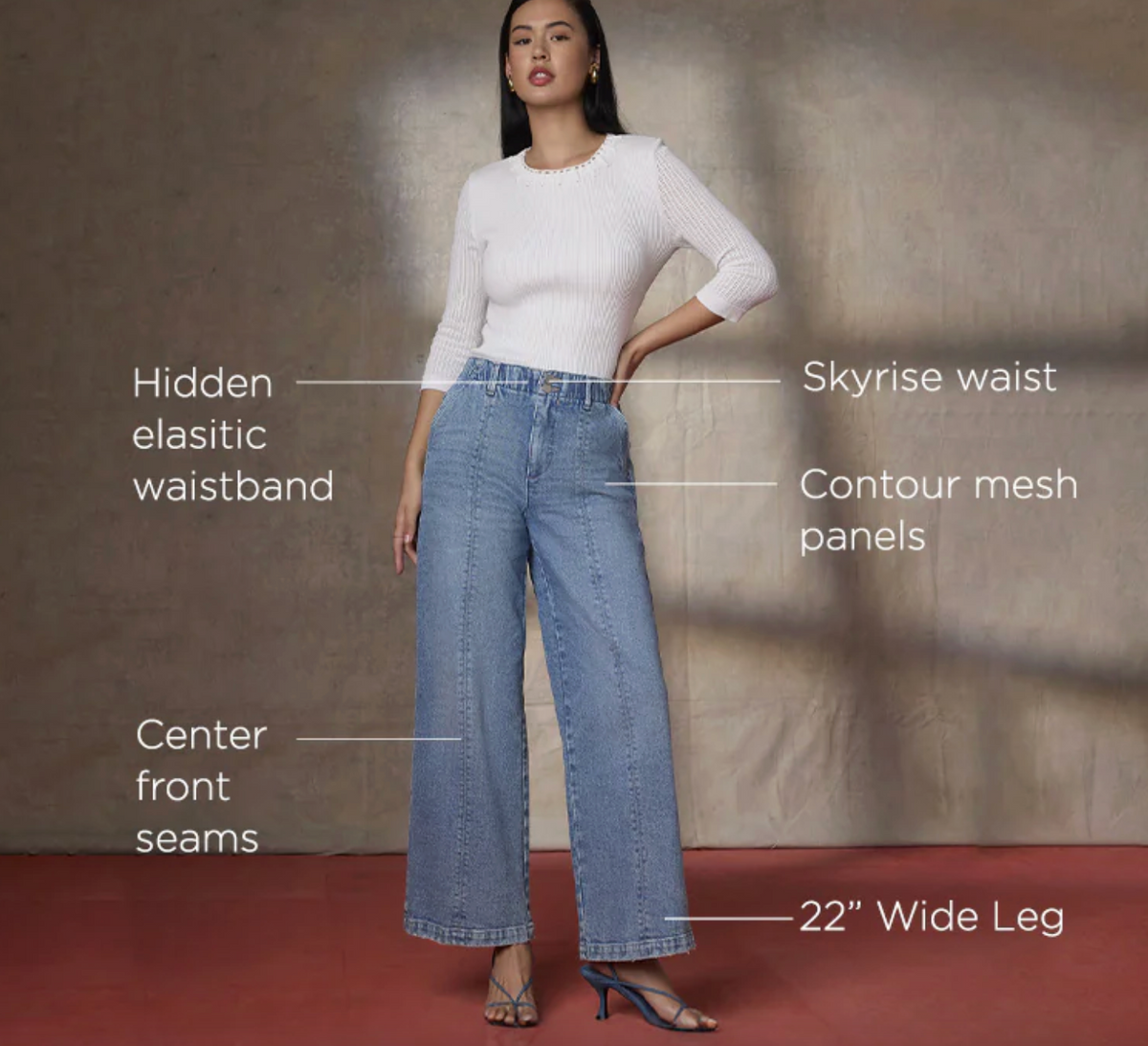 Emma Wide Leg Jeans w/Front Seams