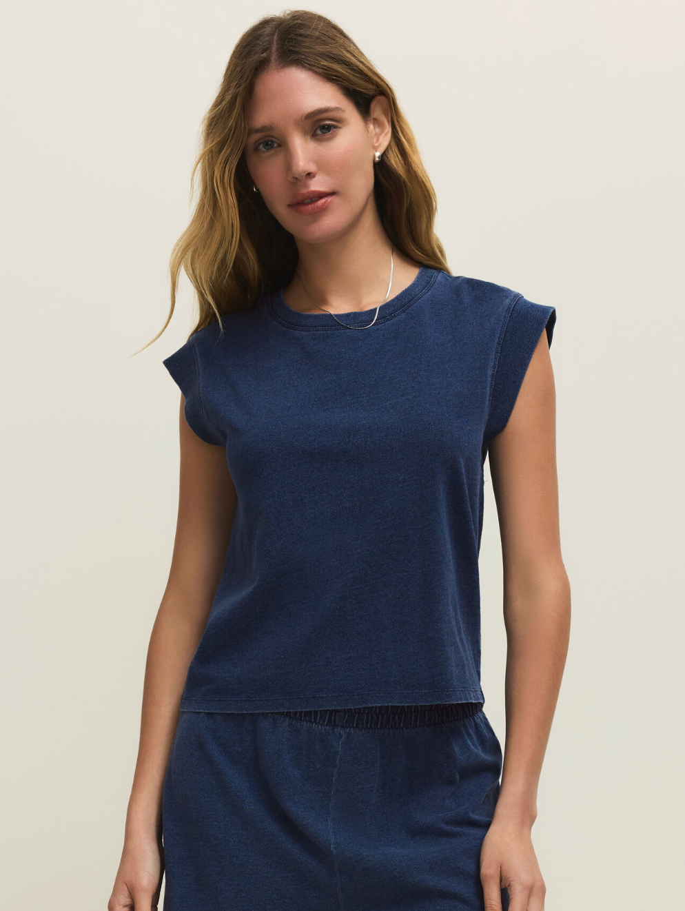 Z Supply Camino Cotton Jersey Top-Indigo