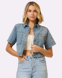 Denim/Pearl Studded Jacket