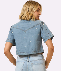 Denim/Pearl Studded Jacket