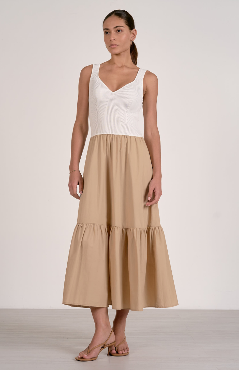 Elan Tank Mixed Media Maxi Dress