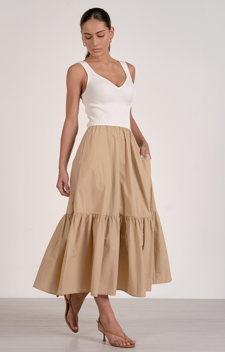 Elan Tank Mixed Media Maxi Dress