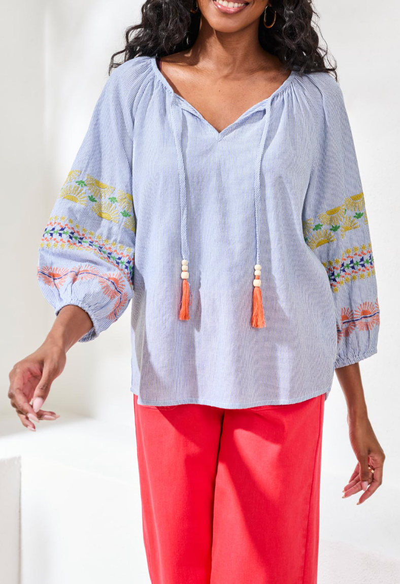Tribal Raglan Sleeve Blouse