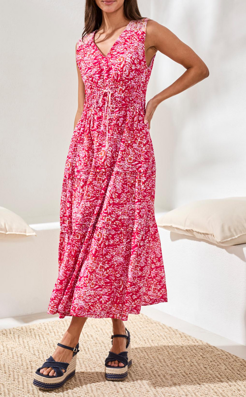 Tribal Lined Poplin Maxi Dress