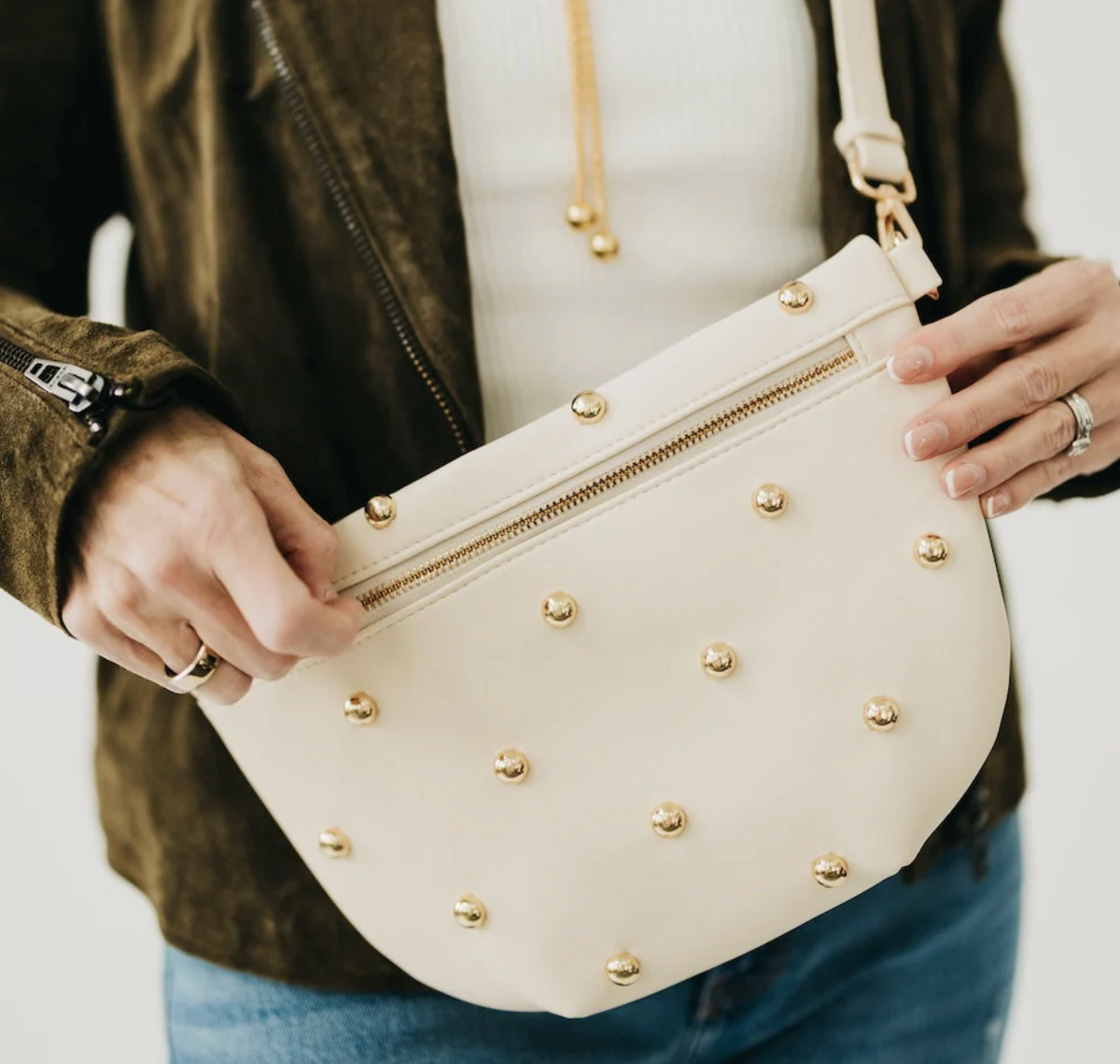 Chic Gold Studded Westlyn Bum Bag