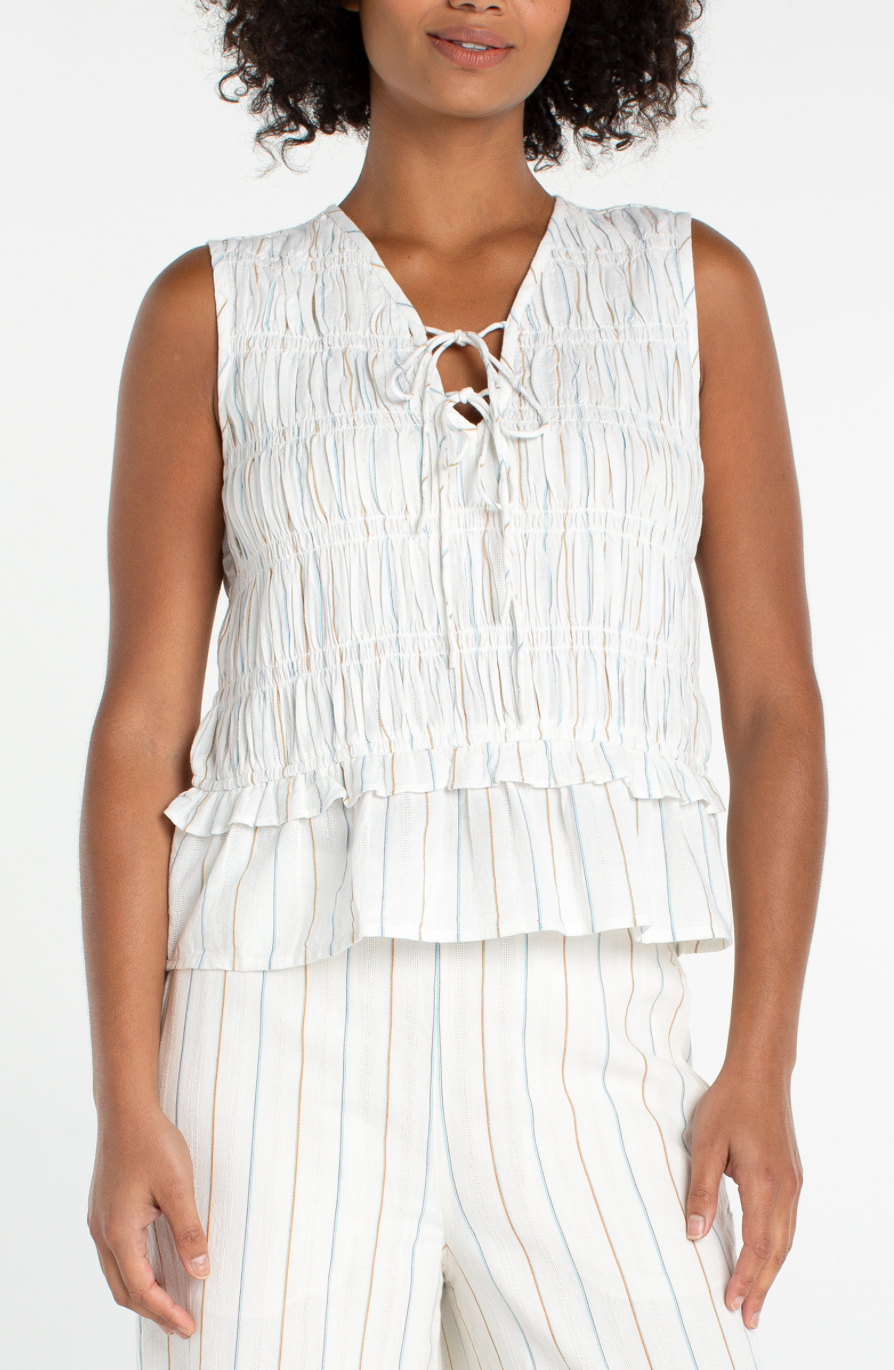 Liverpool Sleeveless Tie Front Top