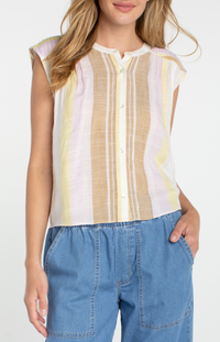 Liverpool Dolman Button Front Stripe Blouse