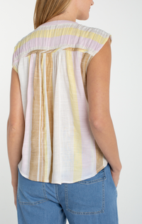 Liverpool Dolman Button Front Stripe Blouse