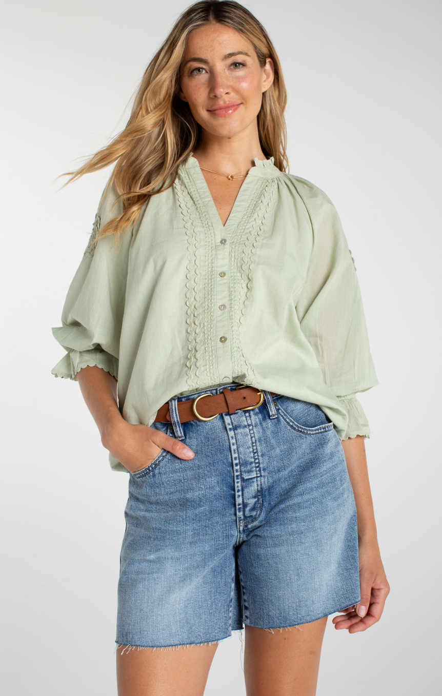 Liverpool 3/4 Slv Button Front Top