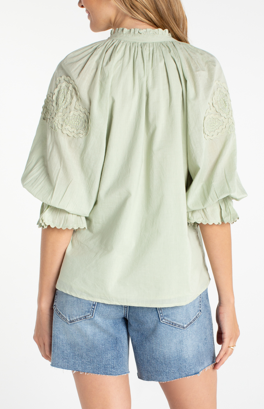 Liverpool 3/4 Slv Button Front Top