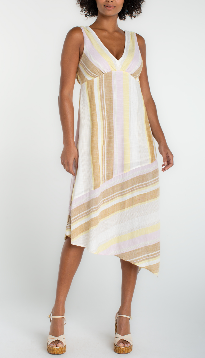 Liverpool Striped Vneck Dress