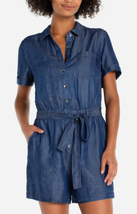 Liverpool Short Sleeve Romper-serene dark