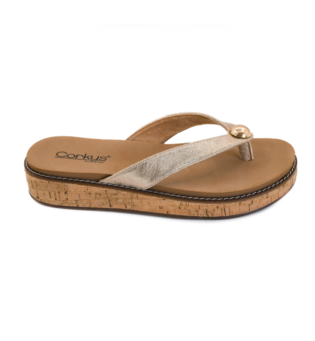 Corkys Off the Deep End Flip Flop-Gold