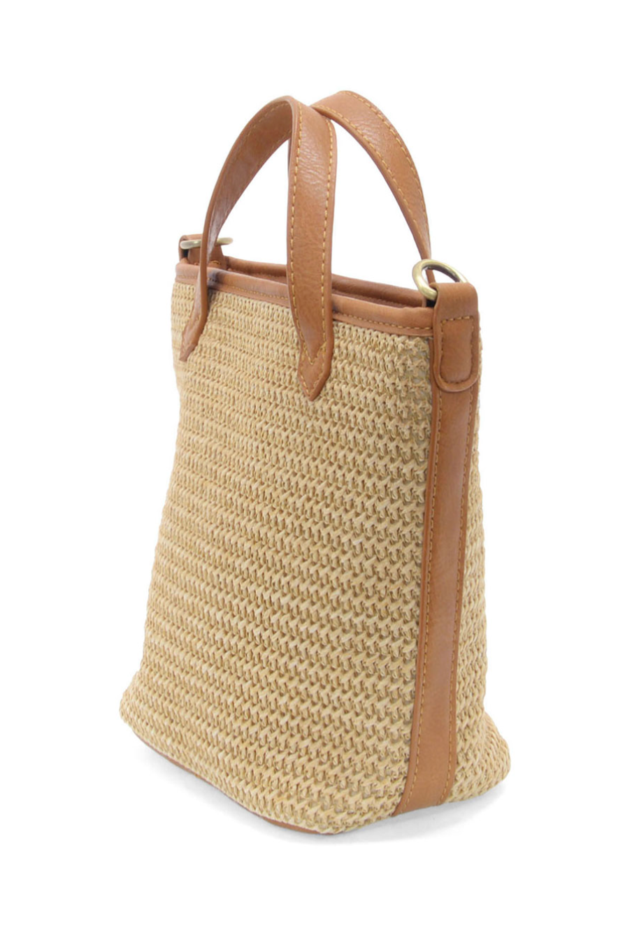 Natural Straw Mini Bucket Crossbody