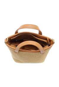 Natural Straw Mini Bucket Crossbody