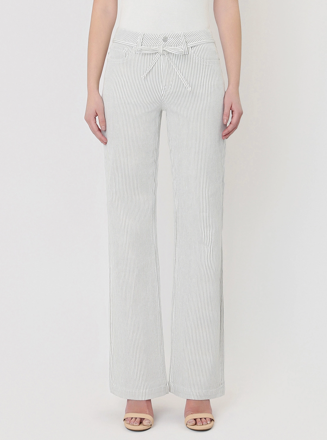Tie Striped Vintage Flare Jeans