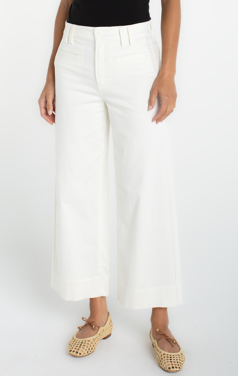 Liverpool Crop Wide Leg Pants -Cream