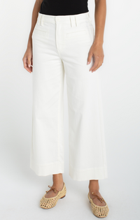 Liverpool Crop Wide Leg Pants -Cream