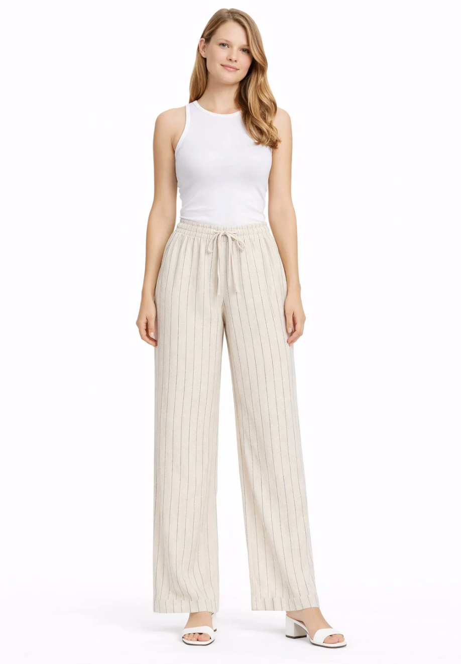 Striped Linen Drawstring Pants