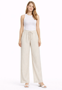 Striped Linen Drawstring Pants