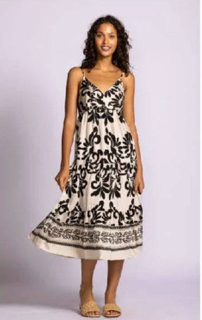 Archwood Midi Dress-Beige