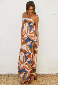 Strapless Tie Back Maxi Dress-Prism Blue