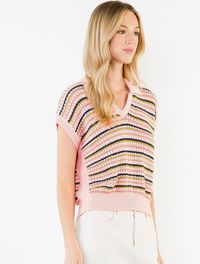 Open Knit Collard Sweater Top