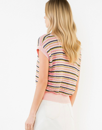 Open Knit Collard Sweater Top