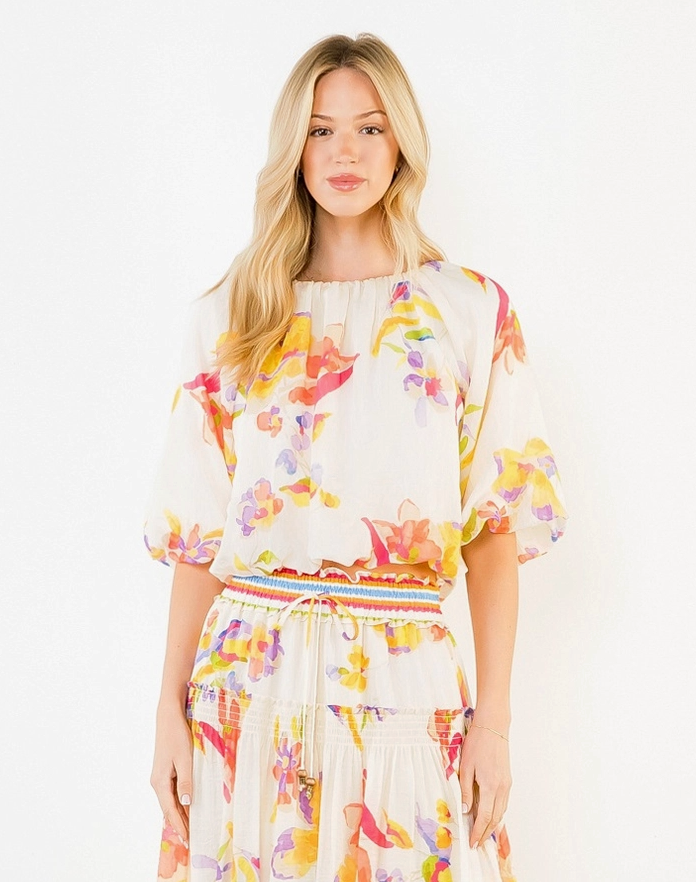 Floral Gathered Neck Top