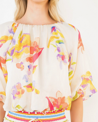 Floral Gathered Neck Top