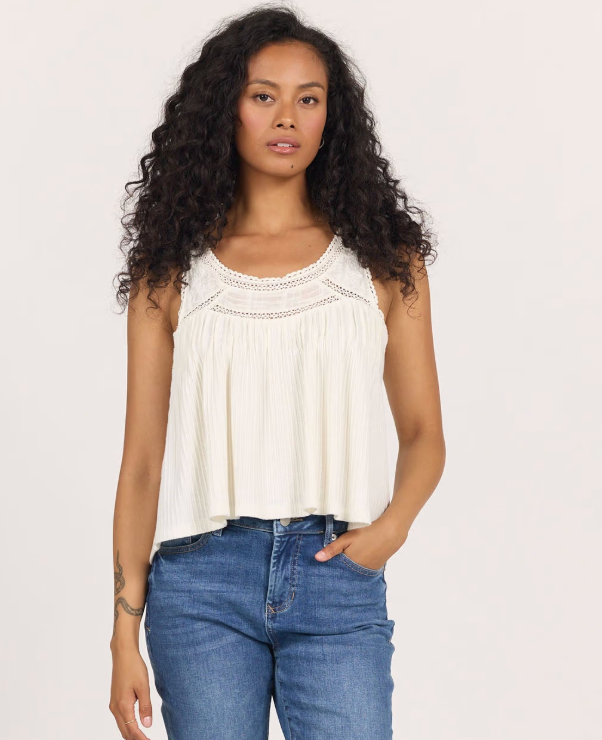 Dear John Sleeveless Lace Detail Top