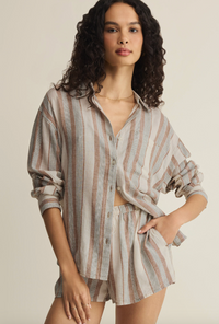 Perfect Striped Button Up-Island Coconut