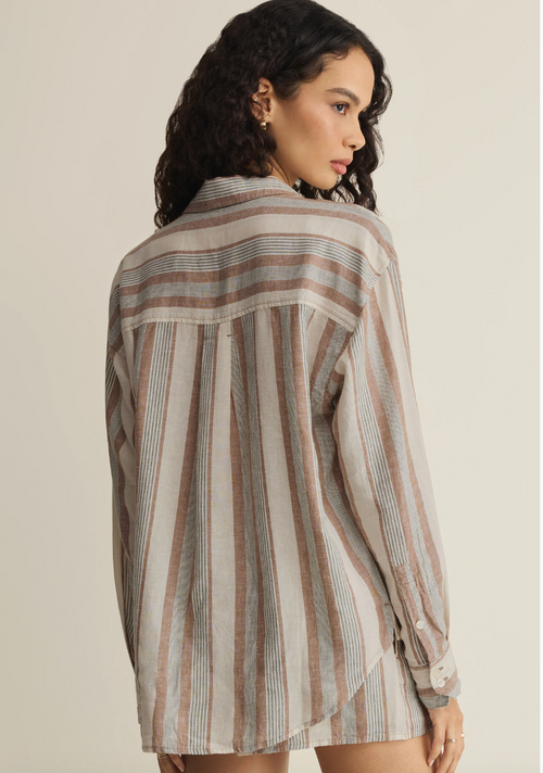 Perfect Striped Button Up-Island Coconut