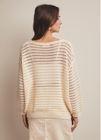 Open Knit Sweater Top-Cream