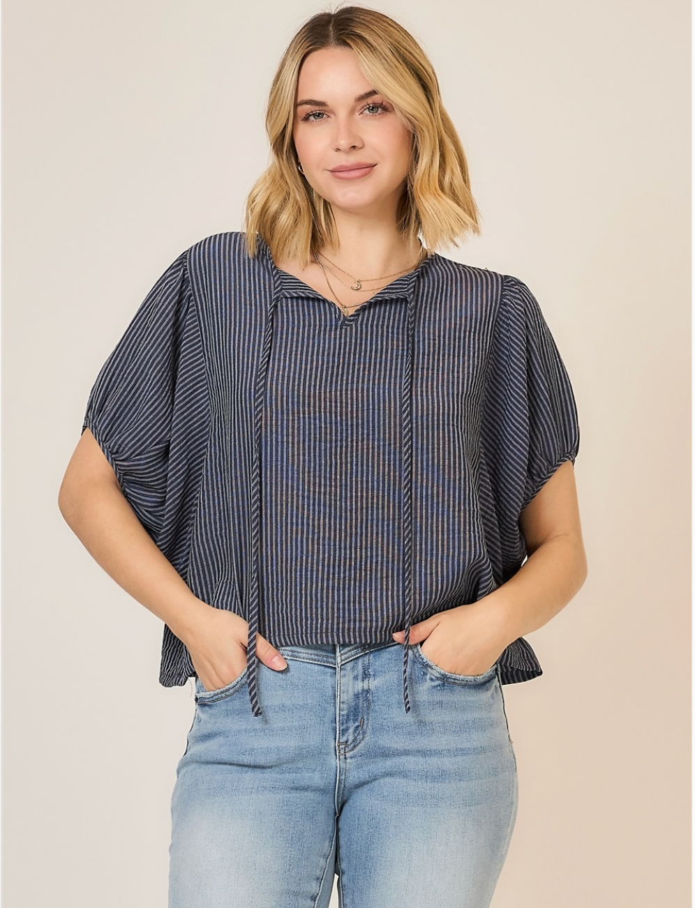 Seaside Escape Striped Top-Navy