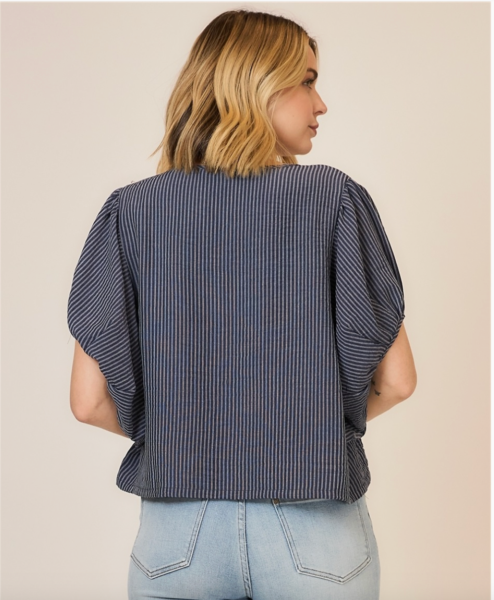 Seaside Escape Striped Top-Navy