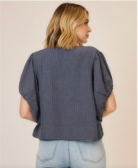Seaside Escape Striped Top-Navy