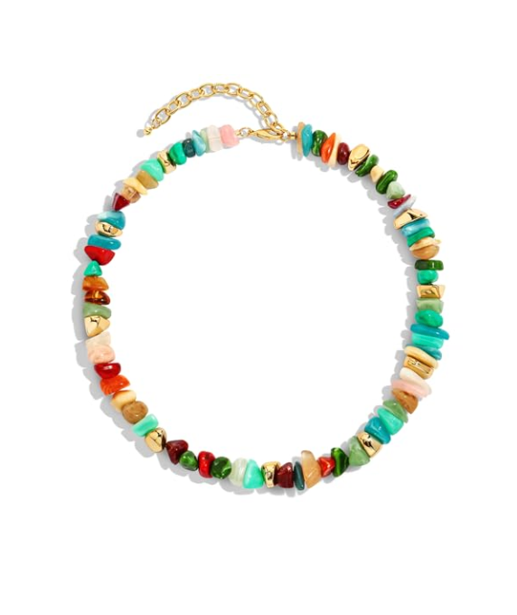 Rainbow Beaded Statement Necklace