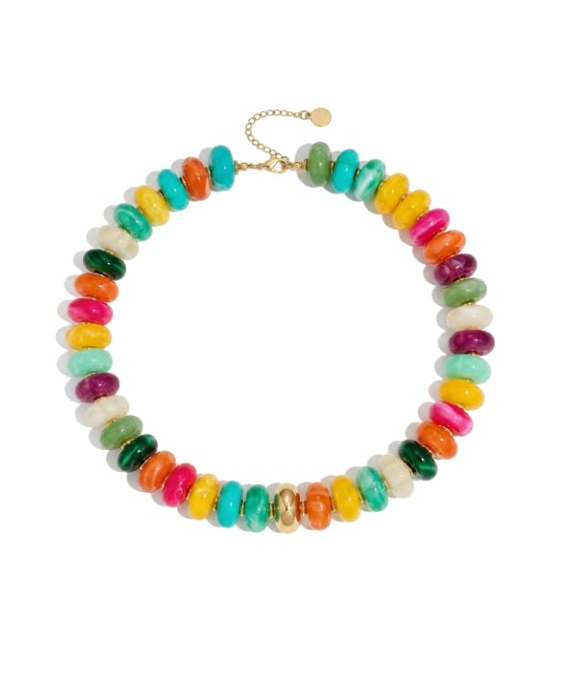Rainbow Beaded Statement Necklace