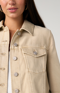 Liverpool 3/4 Sleeve Frayed Jacket-Khaki