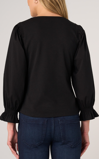 Liverpool 3/4 Sleeve Knit Woven Top