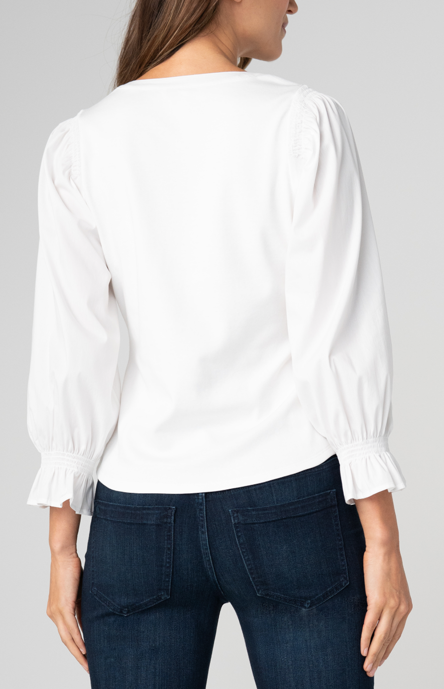 Liverpool 3/4 Sleeve Knit Woven Top