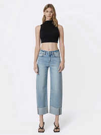 Side Seam Cuffed Barrel Jeans