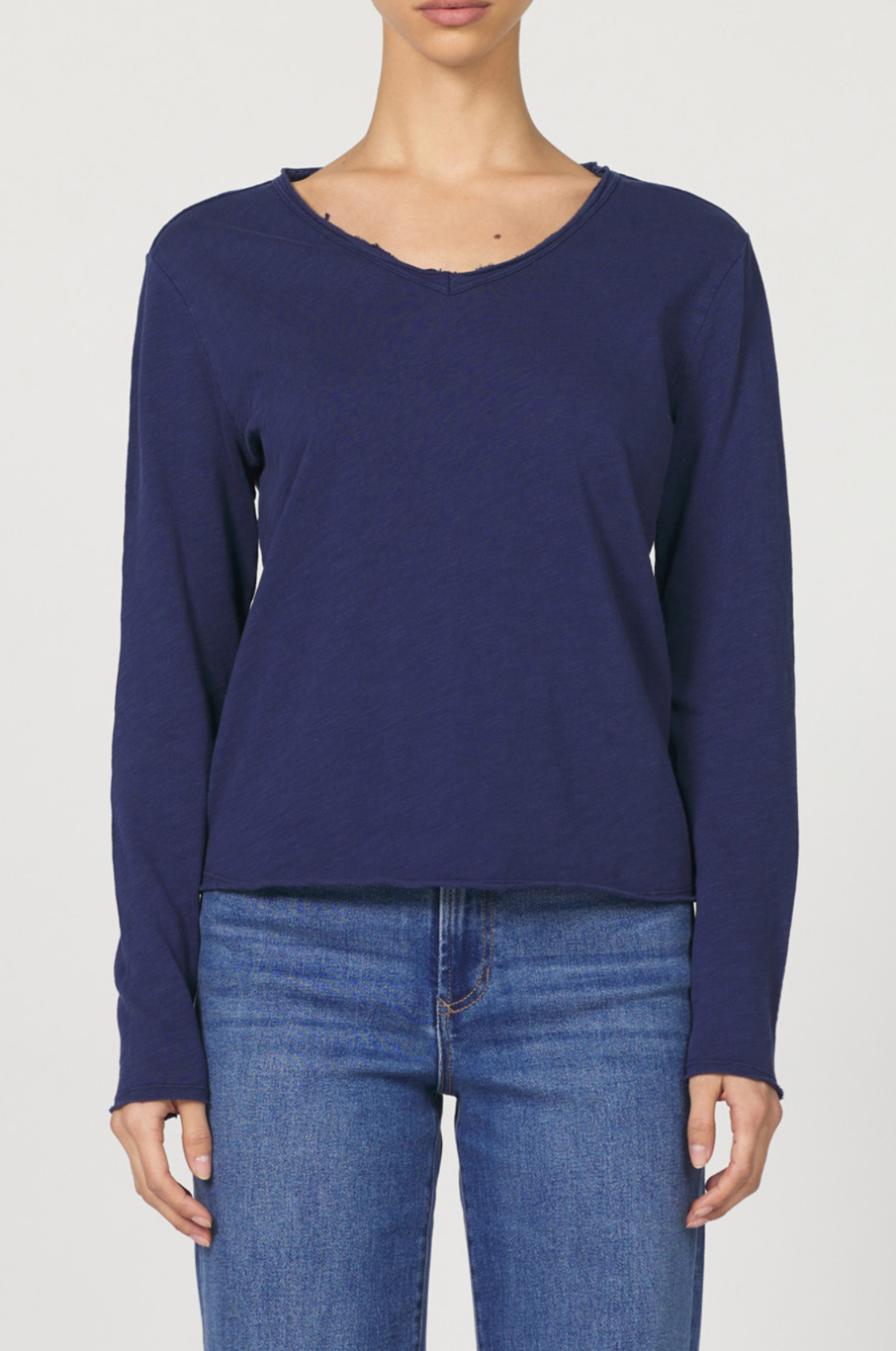 Dear John Vanya V-neck Slub Top-Navy