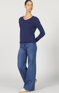 Dear John Vanya V-neck Slub Top-Navy